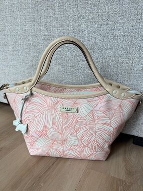 RADLEY LONDON Pink and Cream Leaf-Print Top-Handle Tote